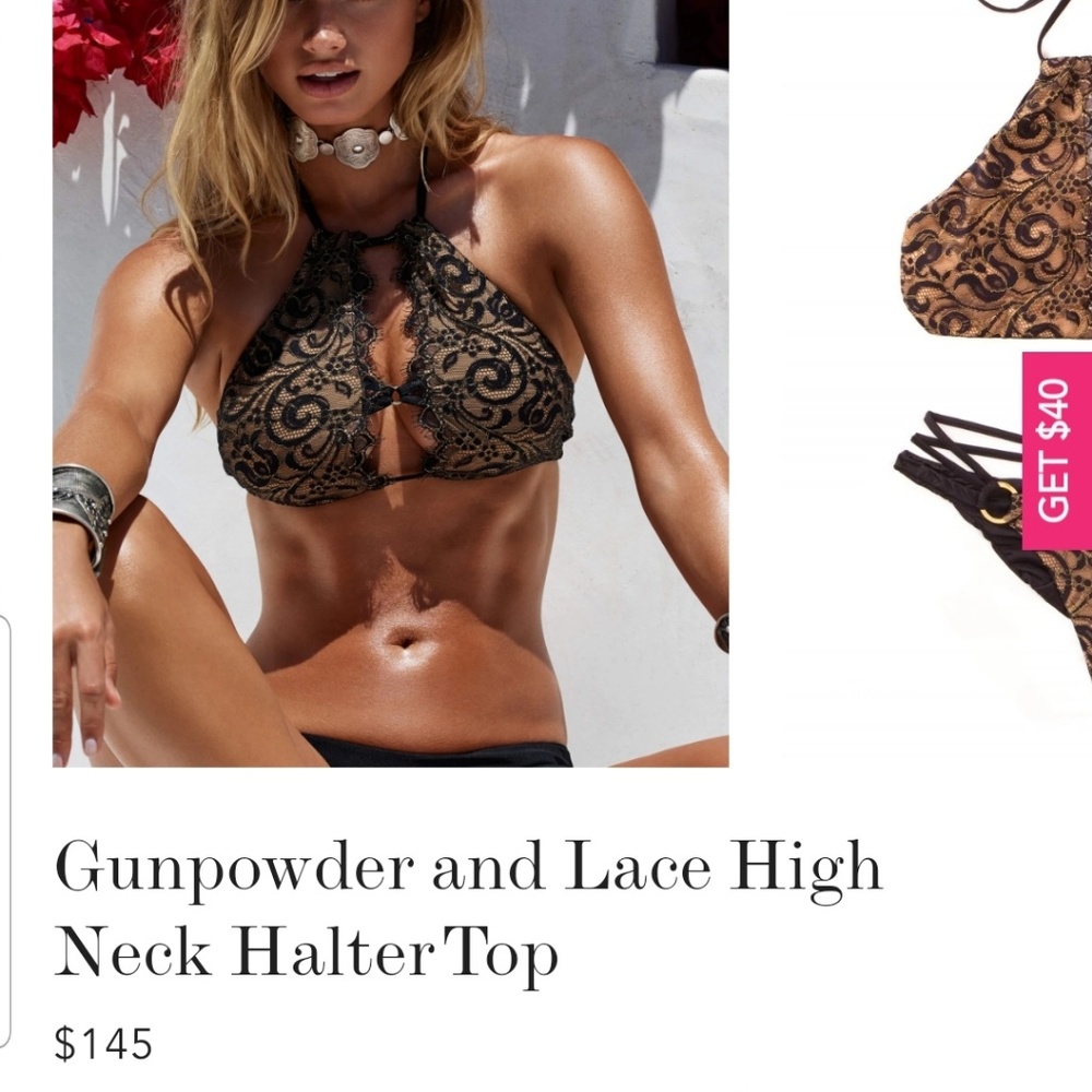 Beach Bunny Gunpowder and Lace High Neck Halter To
